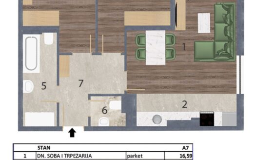 Manji trosoban stan 58m² Banja Luka